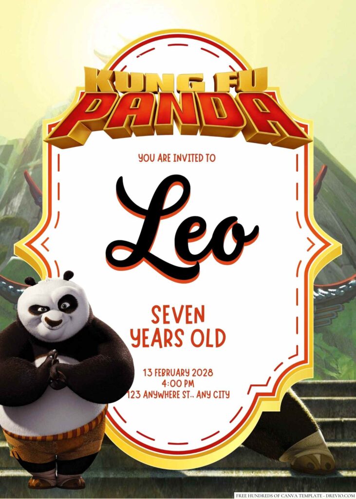 Free Editable Kung Fu Panda Birthday Invitation