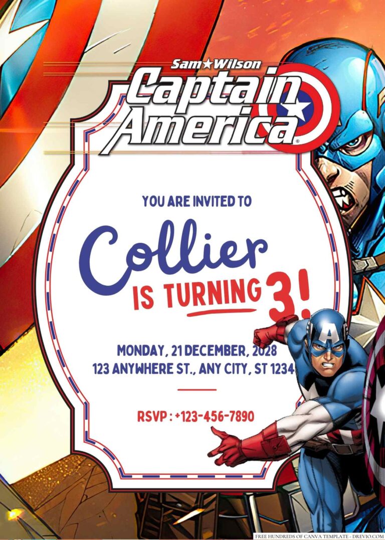 Free Editable Captain America Birthday Invitation