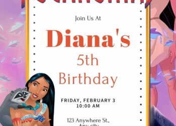 Free Editable Pocahontas Birthday Invitation