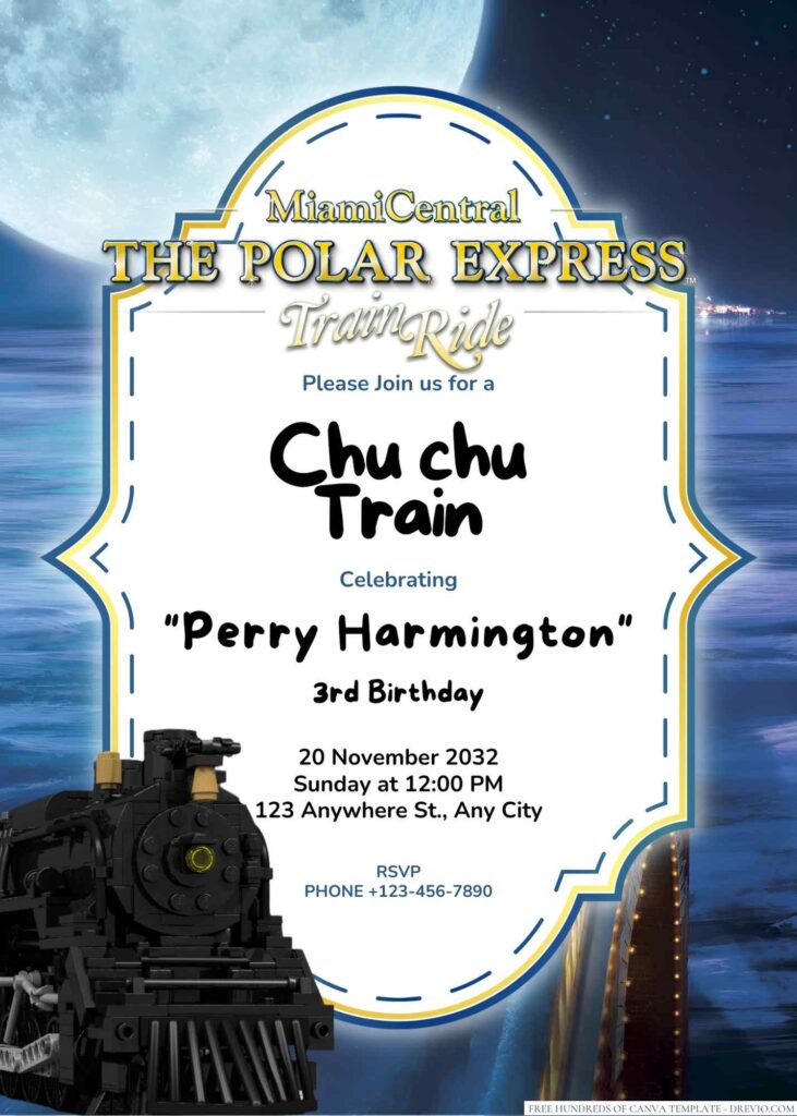 Free Editable The Polar Express Birthday Invitation