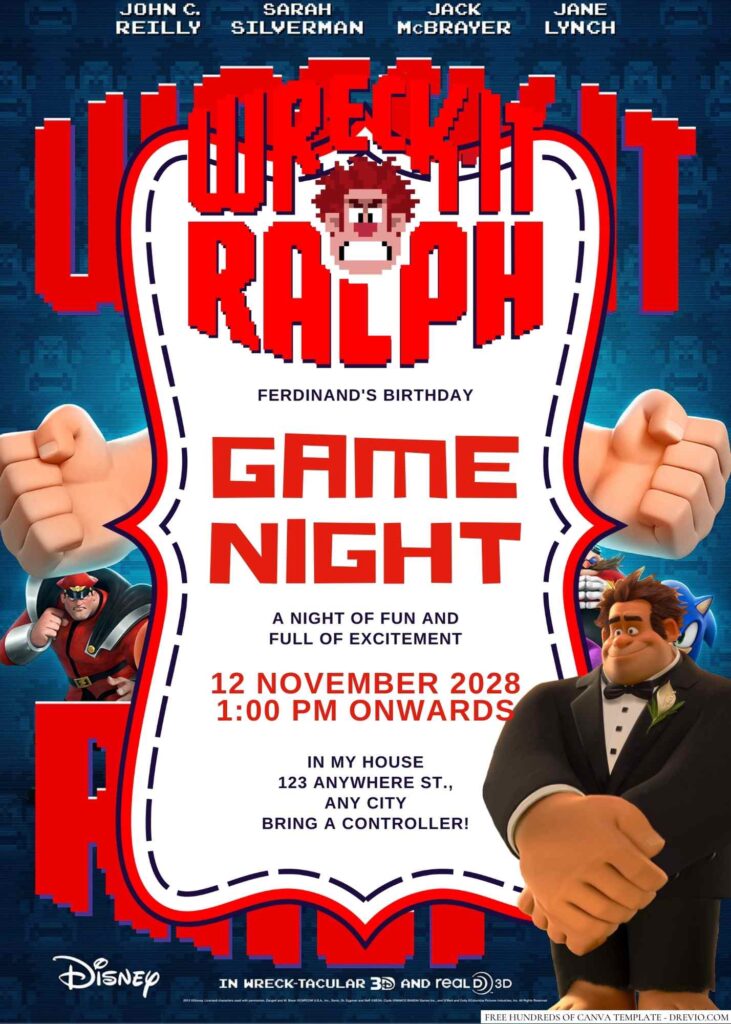 Free Editable Wreck-It Ralph Birthday Invitation 