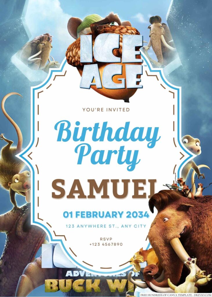 Free Editable Ice Age Birthday Invitation