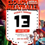 20+ Cloudy with a Chance of Meatballs Canva Birthday Invitation Templates