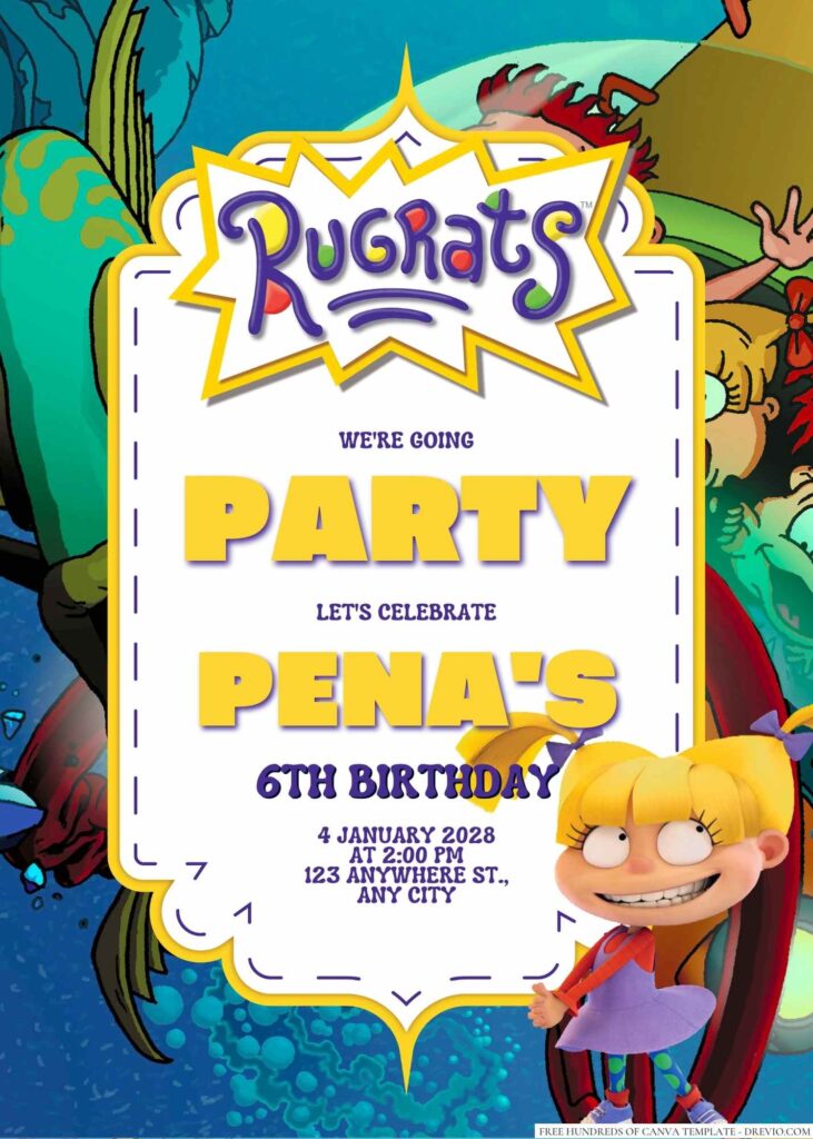 Free Editable Angelica Pickles (Rugrats) Birthday Invitation