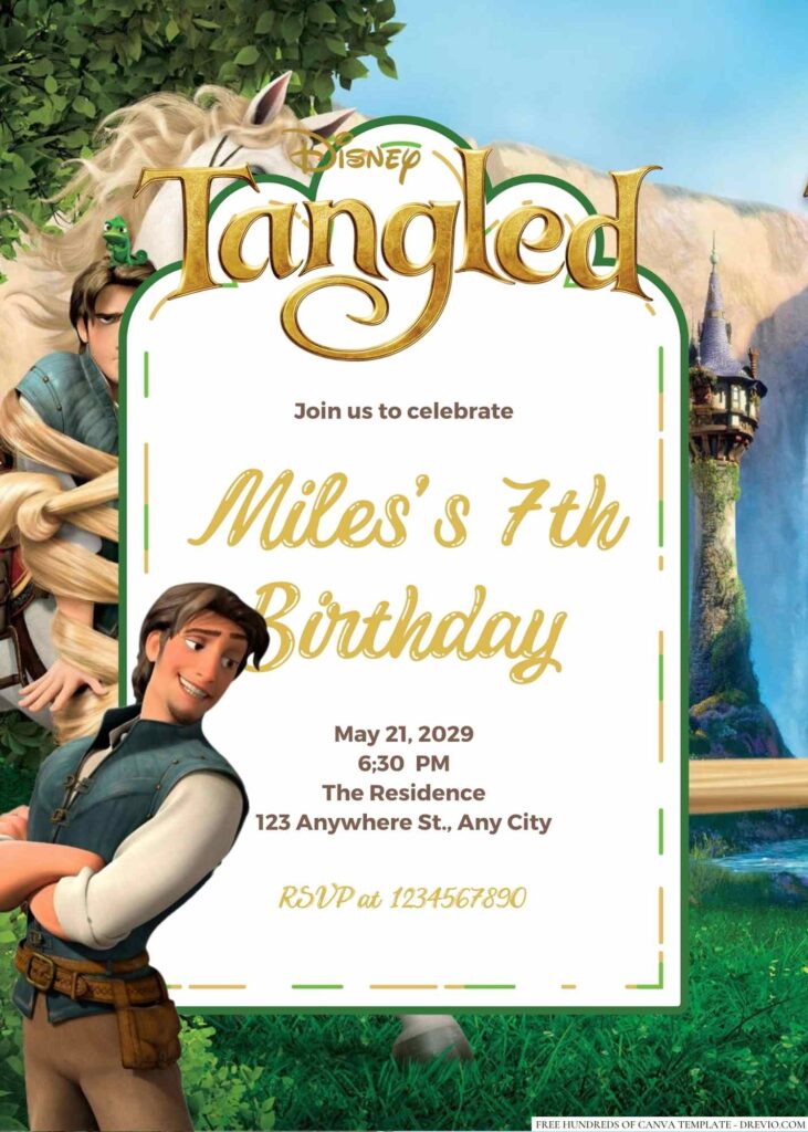 Free Editable Flynn Rider Tangled Birthday invitation