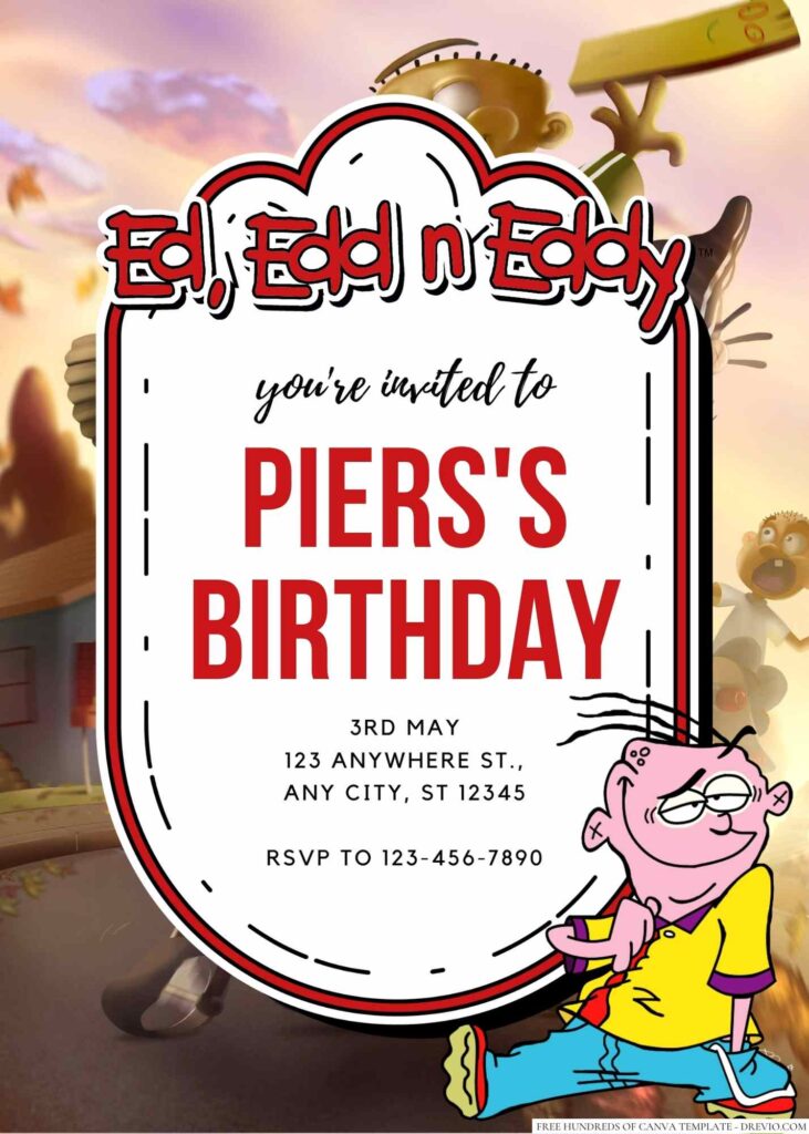 Free Editable Ed, Edd & Eddy Birthday Invitation