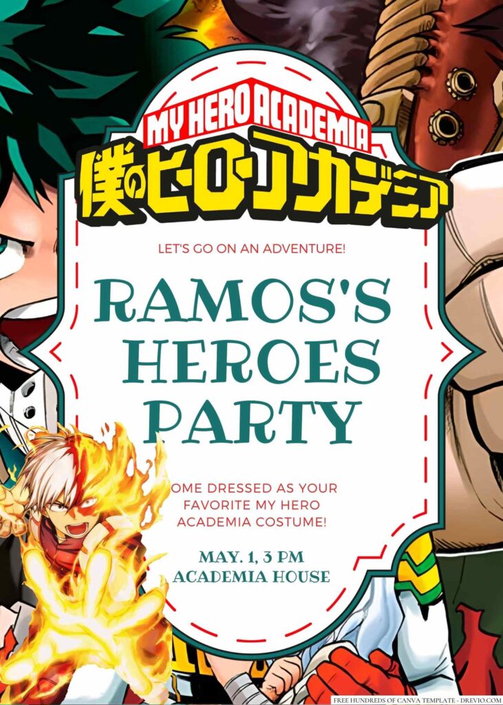 My Hero Academia Birthday Invitation