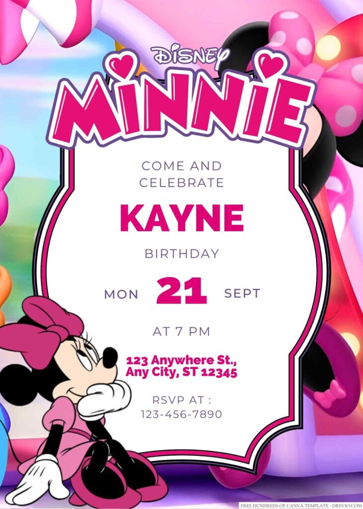 Free Editable Minnie Mouse Birthday Invitation