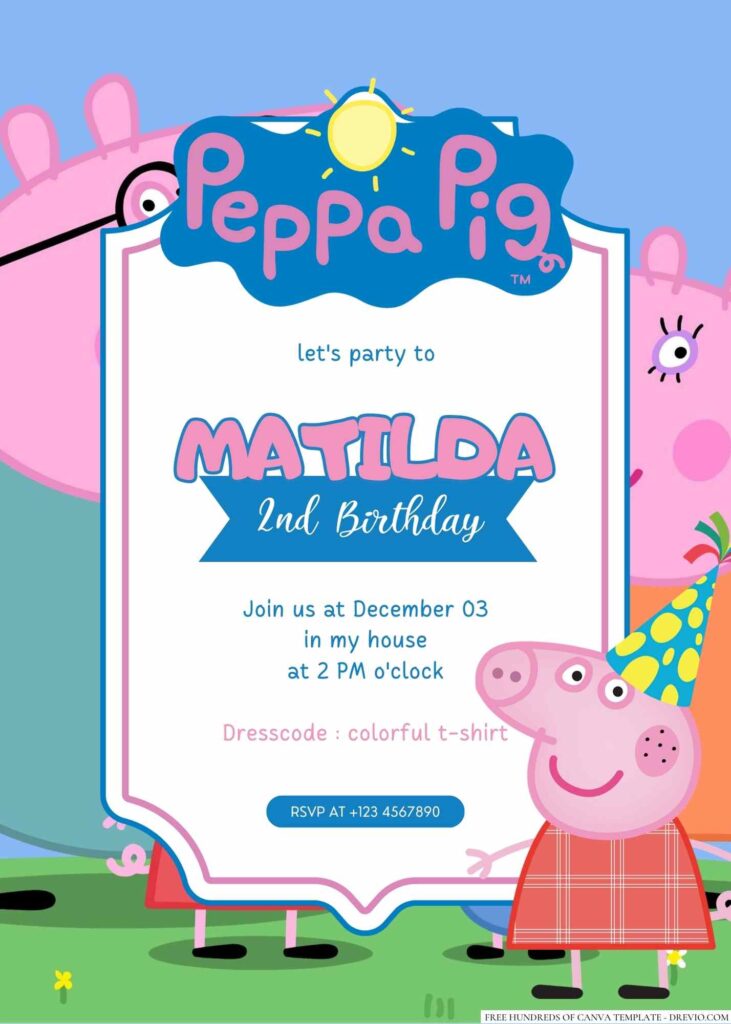 Free Editable Peppa Pig Birthday Invitation
