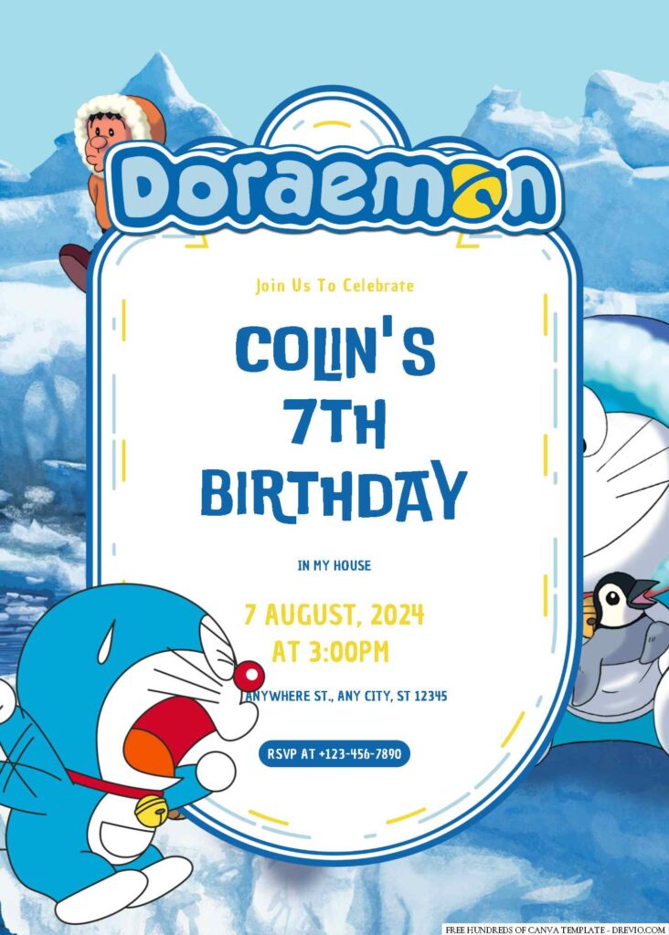 Free Editable Doraemon Birthday Invitation