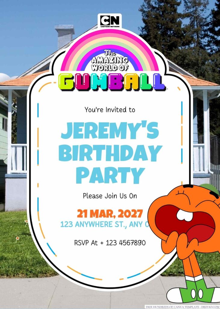 Free Editable The Amazing World of Gumball Birthday Invitation