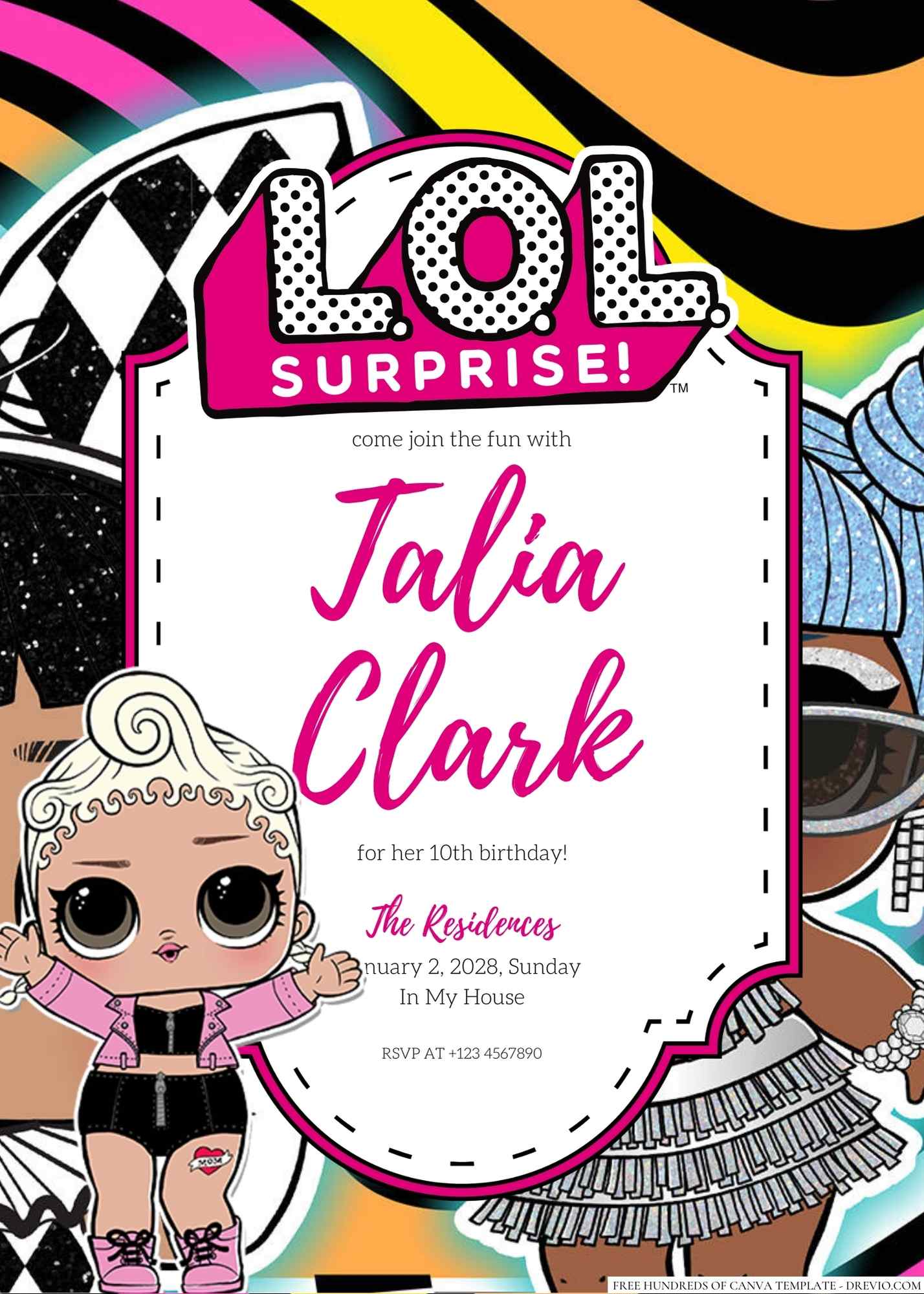 Free Editable L.O.L. Surprise! Birthday Invitation