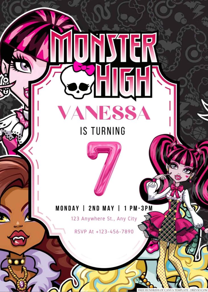Free Editable Monster High Birthday Invitation