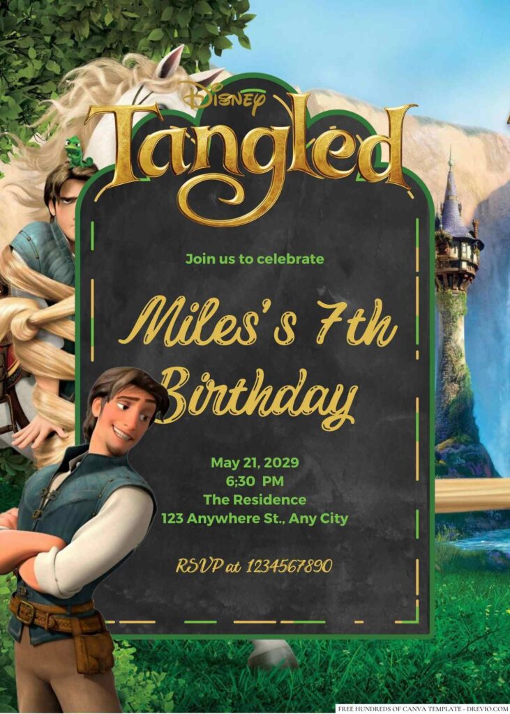 Free Editable Flynn Rider Tangled Birthday invitation
