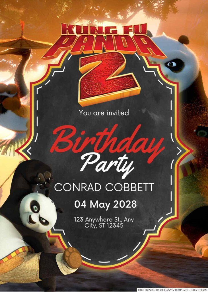 Free Editable Kung Fu Panda 2 Birthday Invitation