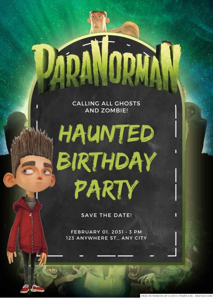 Free Editable ParaNorman Movie Birthday Invitation 