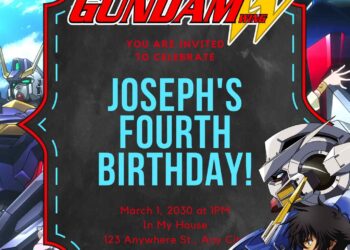 Gundam Birthday Invitation