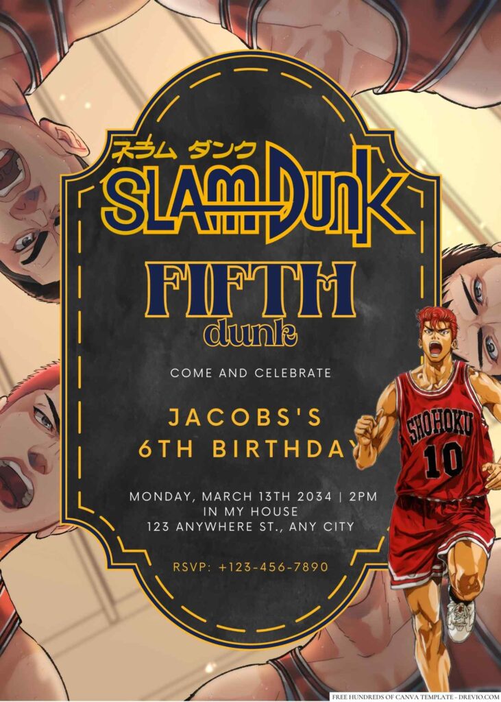 Slam Dunk Birthday Invitation