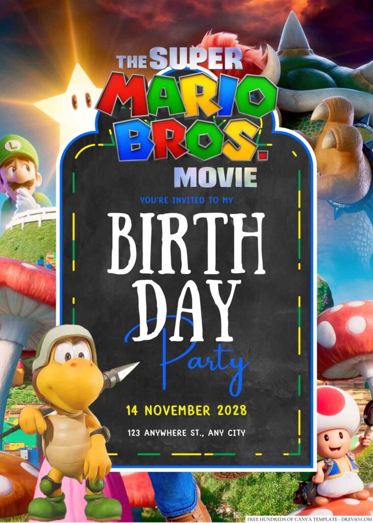 Free Editable Super Mario Bros. Birthday Invitation