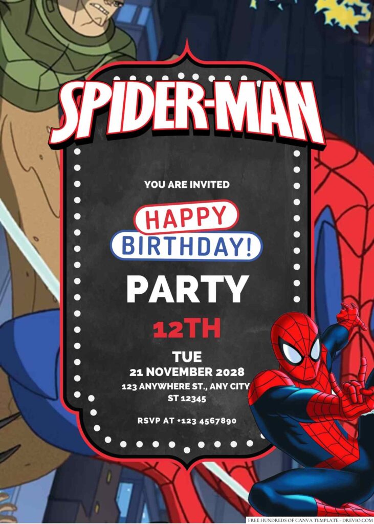 Free Editable Spiderman Birthday Invitation