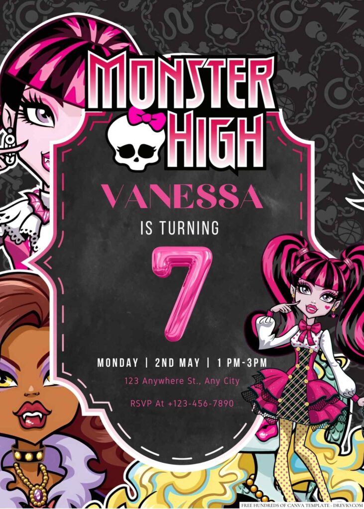 Free Editable Monster High Birthday Invitation