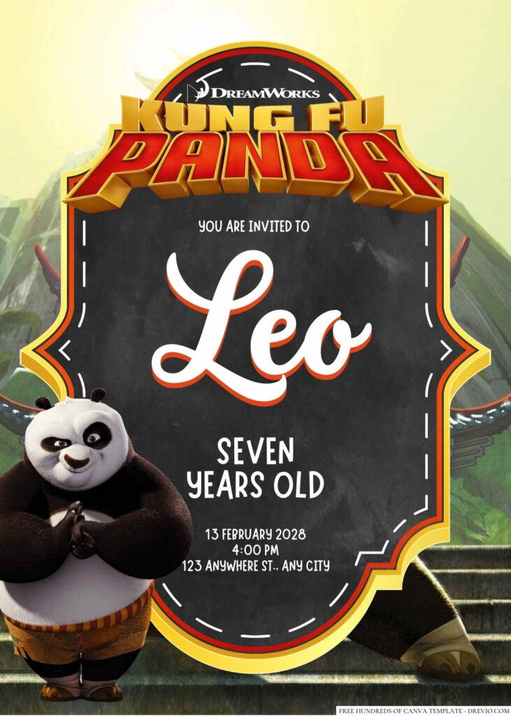 Free Editable Kung Fu Panda Birthday Invitation