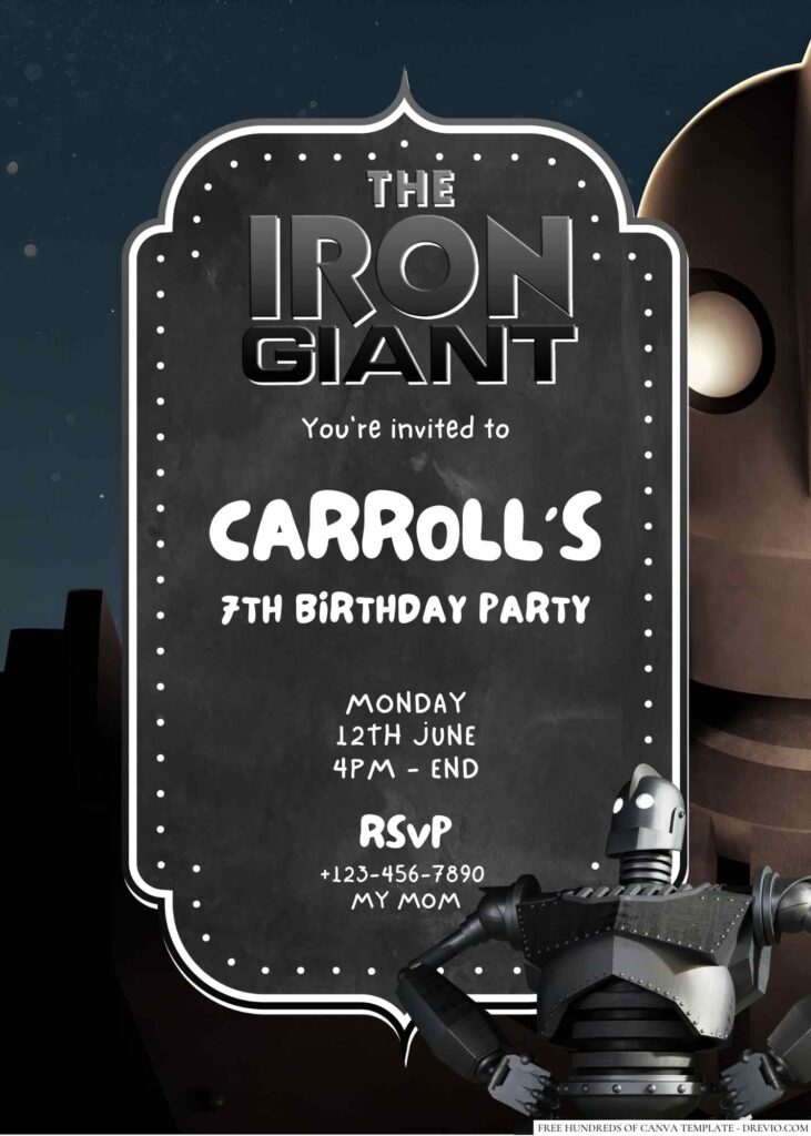 Free Editable The Iron Giant Birthday Invitation 