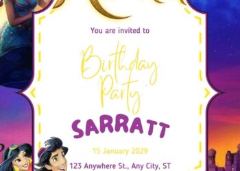 Free Editable Aladdin Birthday Invitation