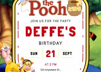Free Editable Winnie the Pooh Birthday Invitation