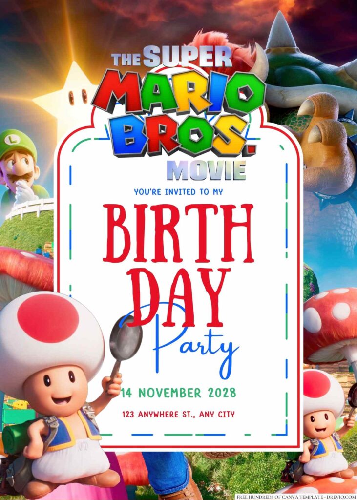 Free Editable Super Mario Bros. Birthday Invitation
