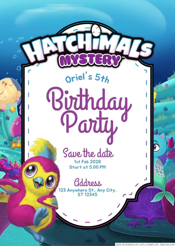 Free Editable Hatchimals Birthday Invitation