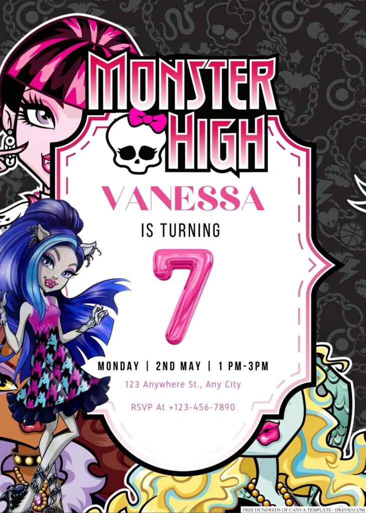 Free Editable Monster High Birthday Invitation