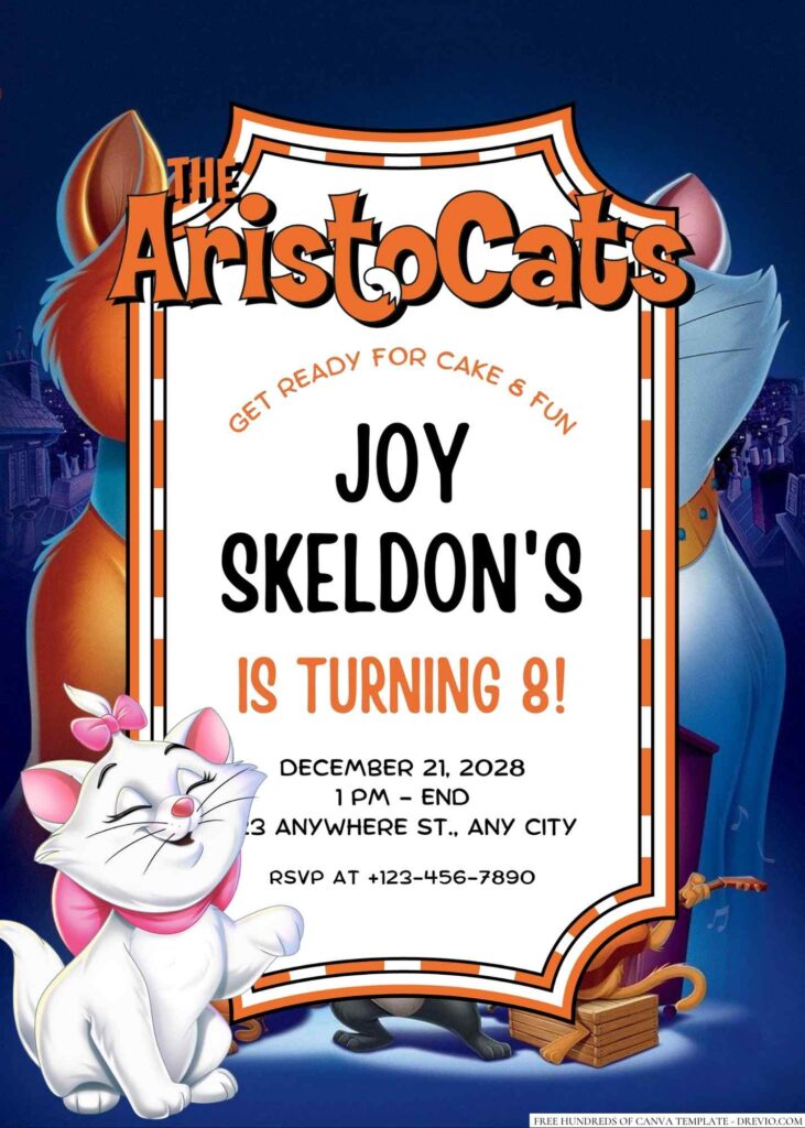 Free Editable The Aristocats Birthday Invitation