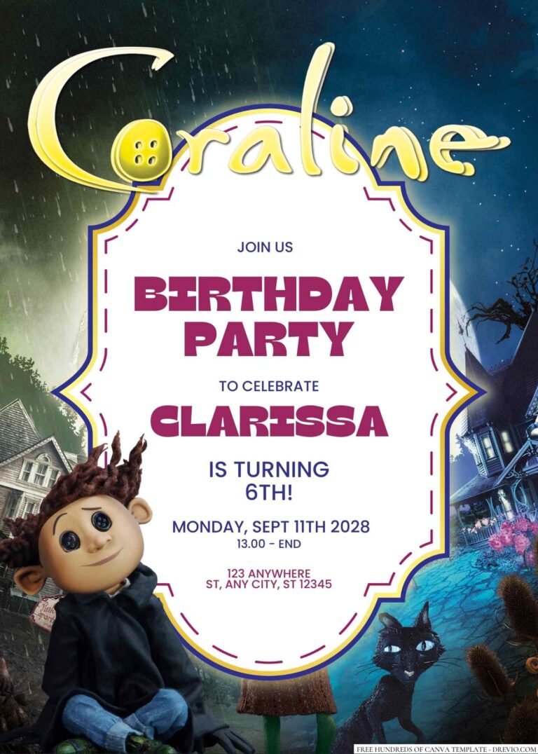 Free Editable Coraline Birthday Invitation