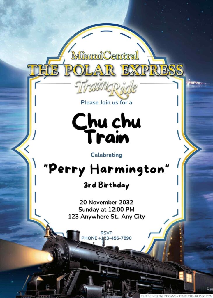 Free Editable The Polar Express Birthday Invitation