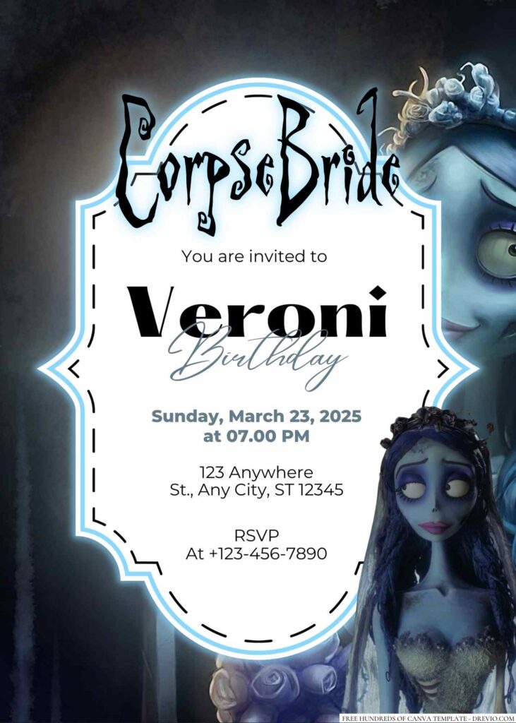 Free Editable Corpse Bride Birthday Invitation
