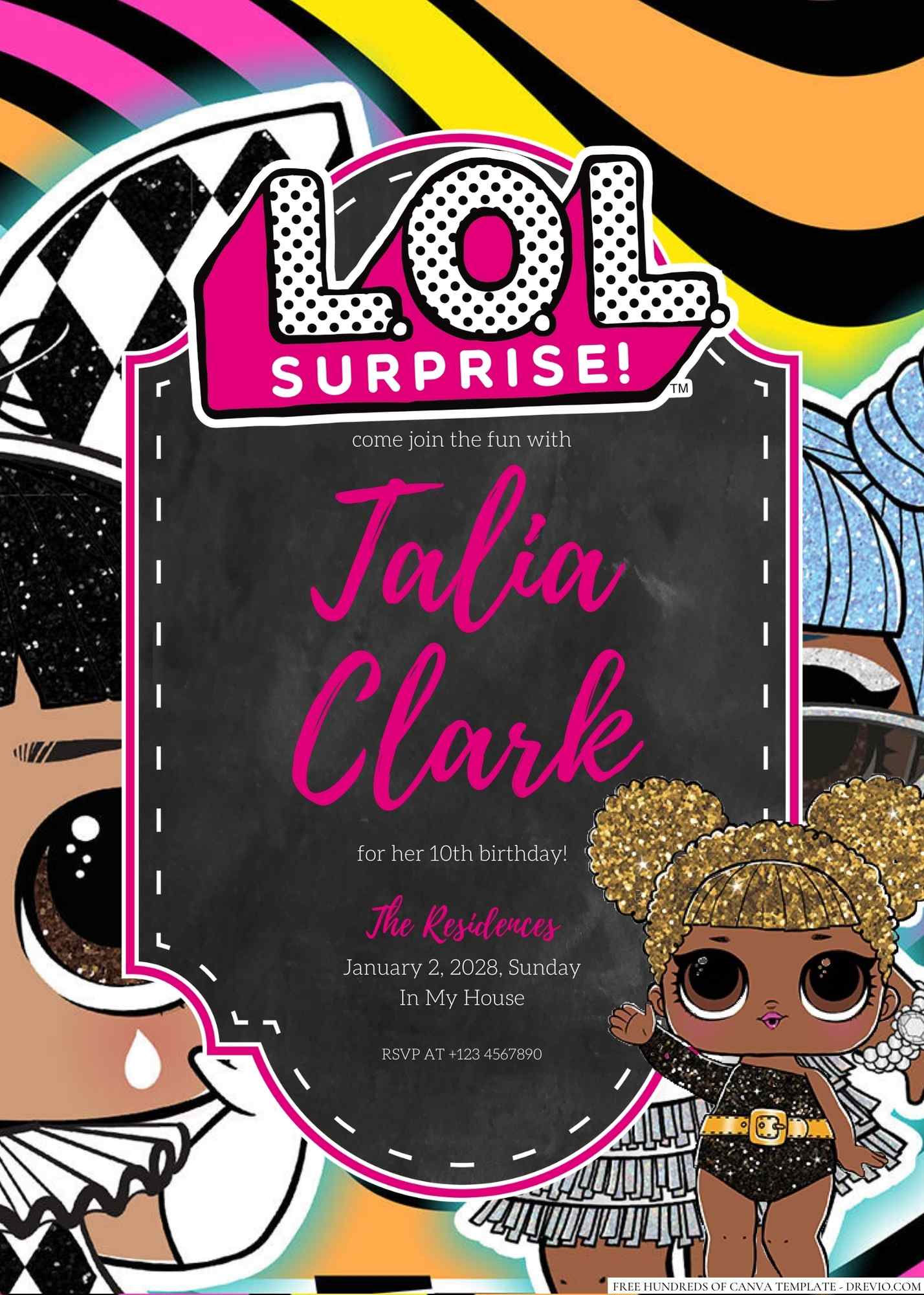 Free Editable L.O.L. Surprise! Birthday Invitation