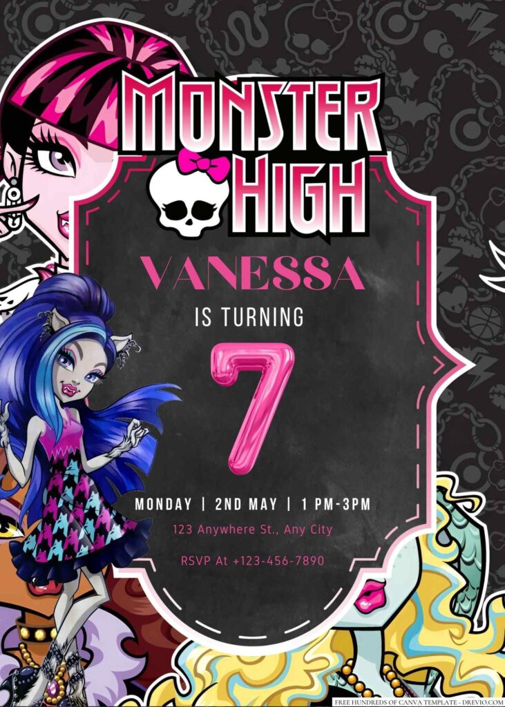 Free Editable Monster High Birthday Invitation