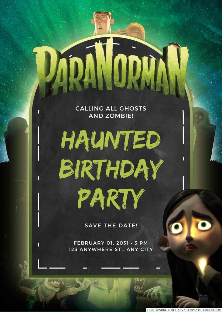 Free Editable ParaNorman Movie Birthday Invitation 