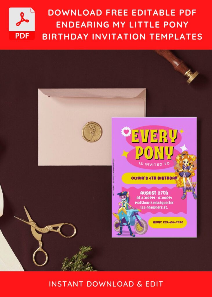 (Free Editable PDF) Adventure Of My Little Pony Birthday Invitation Templates I