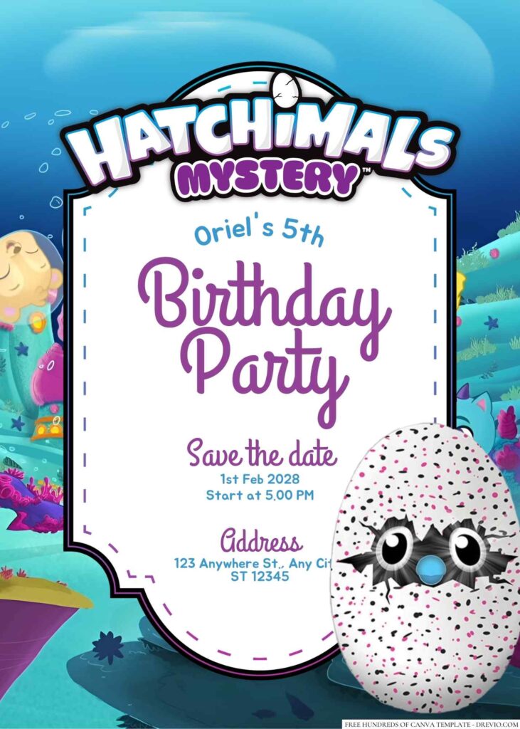 Free Editable Hatchimals Birthday Invitation
