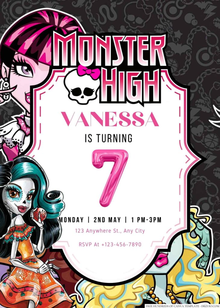 Free Editable Monster High Birthday Invitation