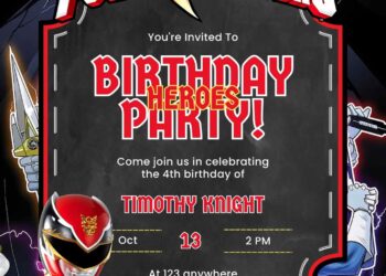 Free Editable Power Rangers Birthday Invitation