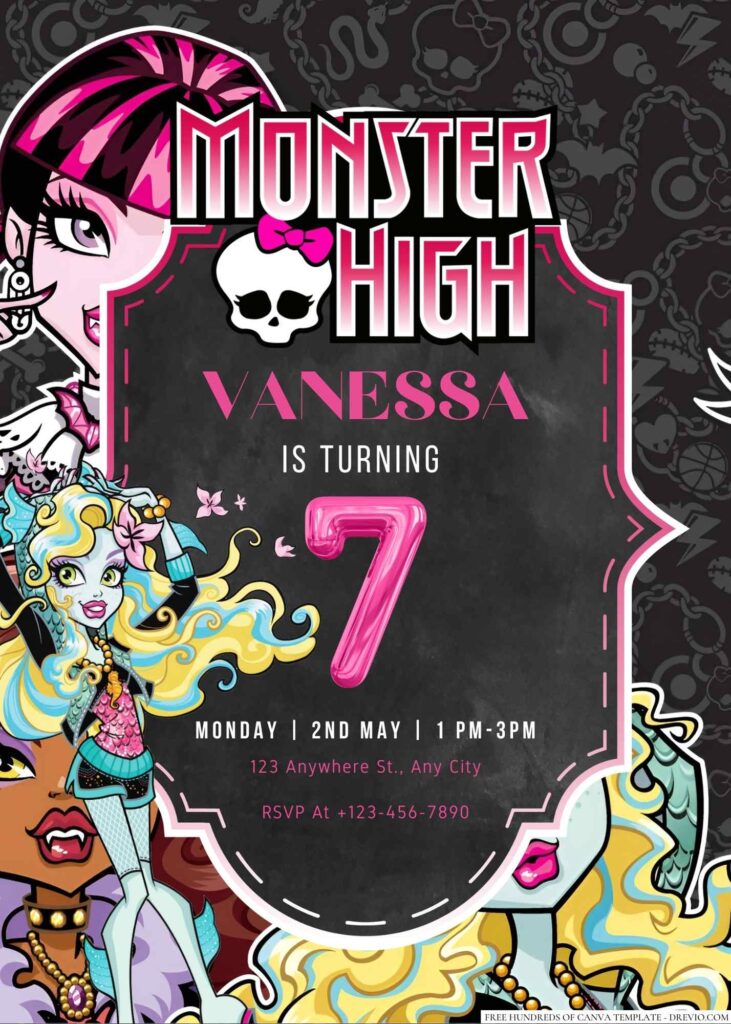 Free Editable Monster High Birthday Invitation