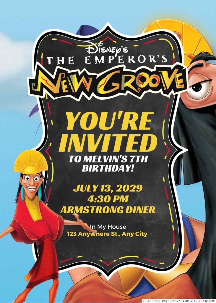 Free Editable The Emperor's New Groove Birthday Invitation
