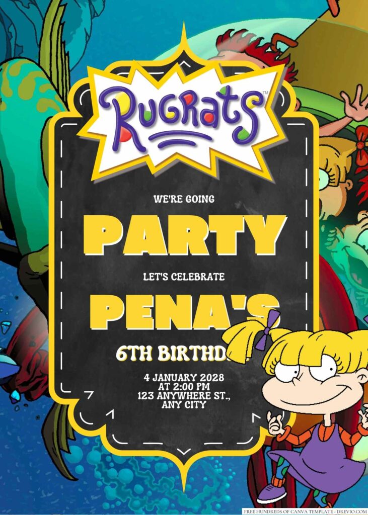 Free Editable Angelica Pickles (Rugrats) Birthday Invitation