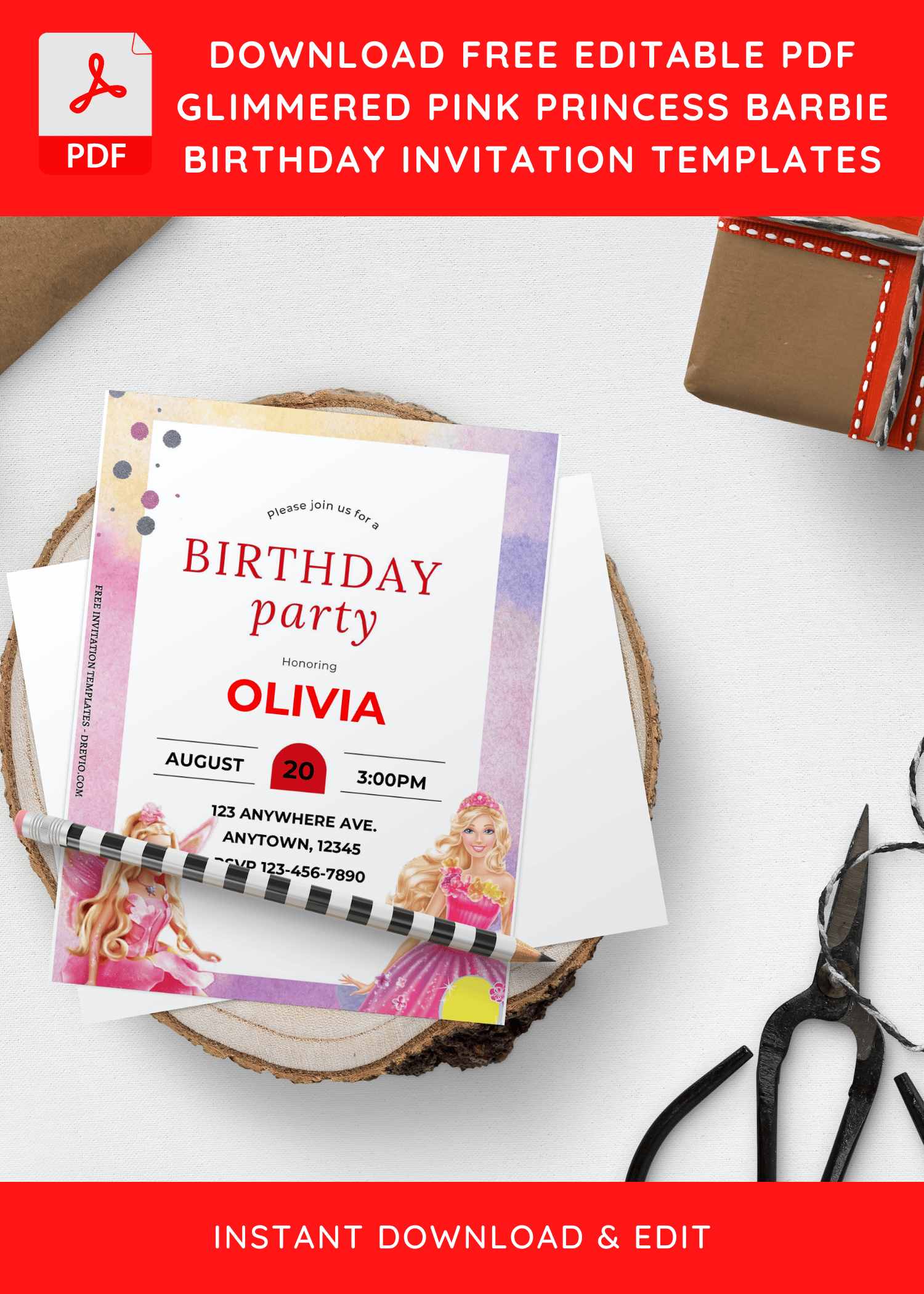 (Free Editable PDF) Adorable Barbieland Birthday Invitation Templates