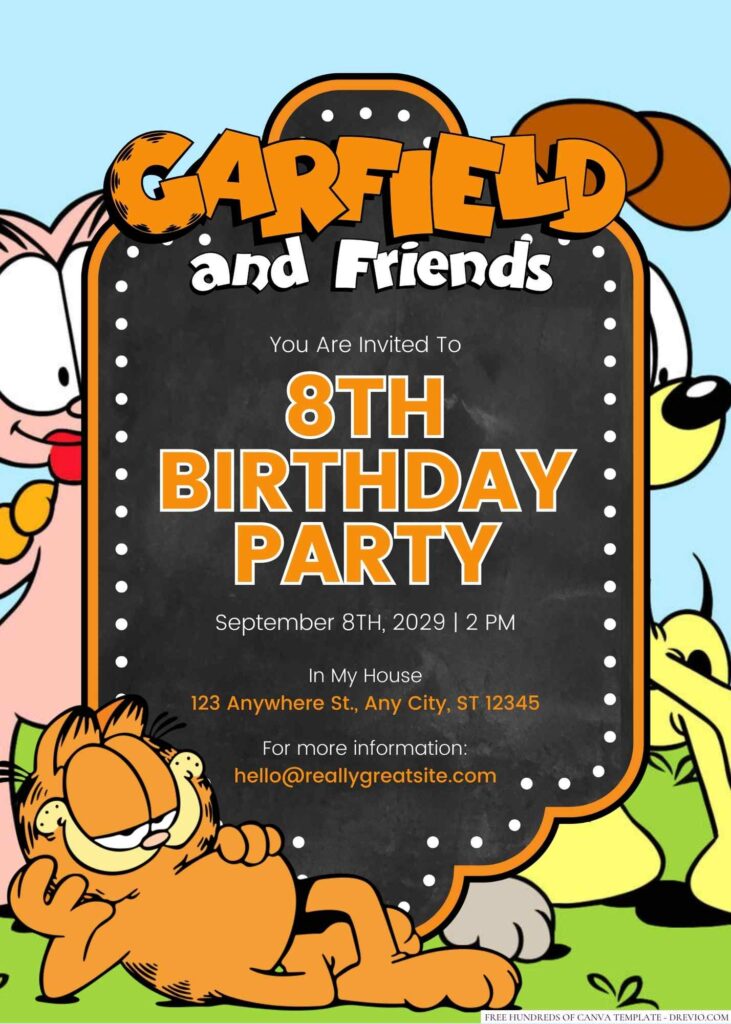 Free Editable Garfield and Friends Birthday Invitation