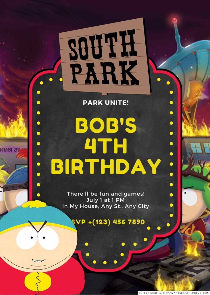 Eric Cartman (South Park) Birthday Invitation