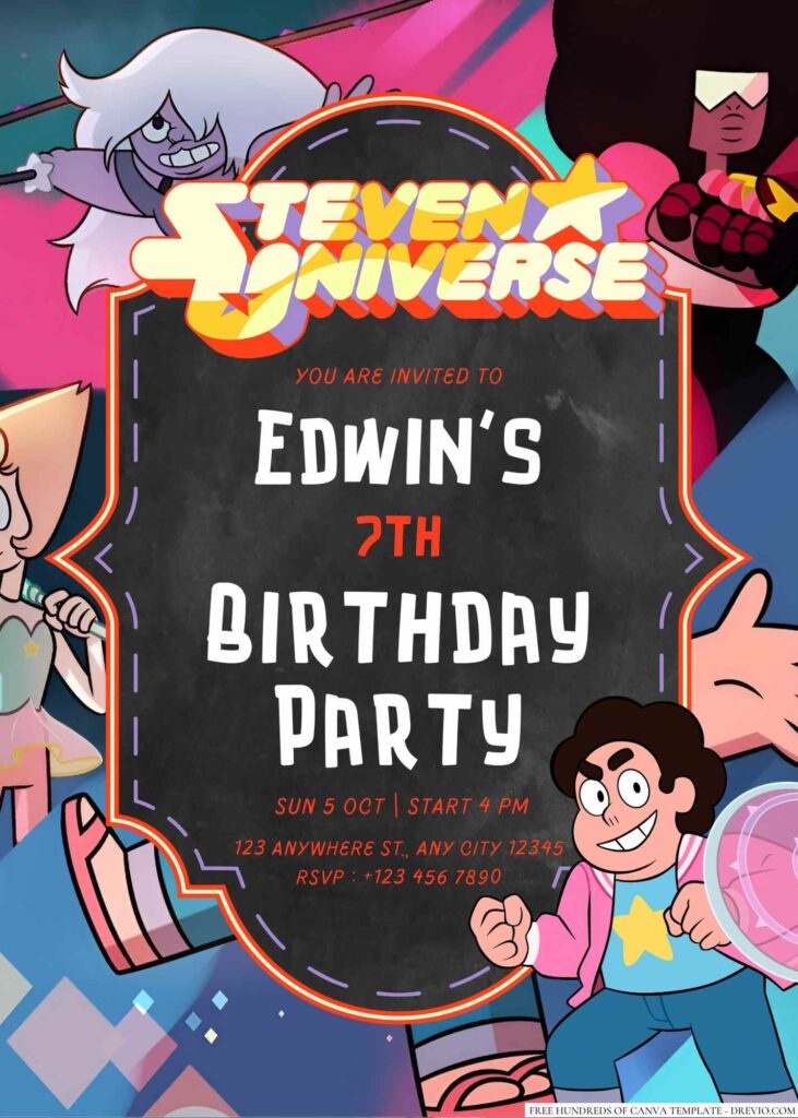 Free Editable Steven Universe Birthday Invitation